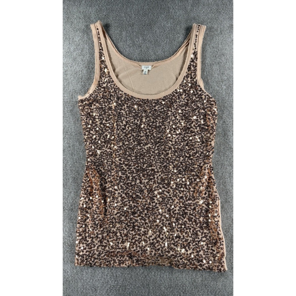 J.Crew Sequin Tank‎ Top Women Small Rose Gold Pink Sleeveless Party Holiday